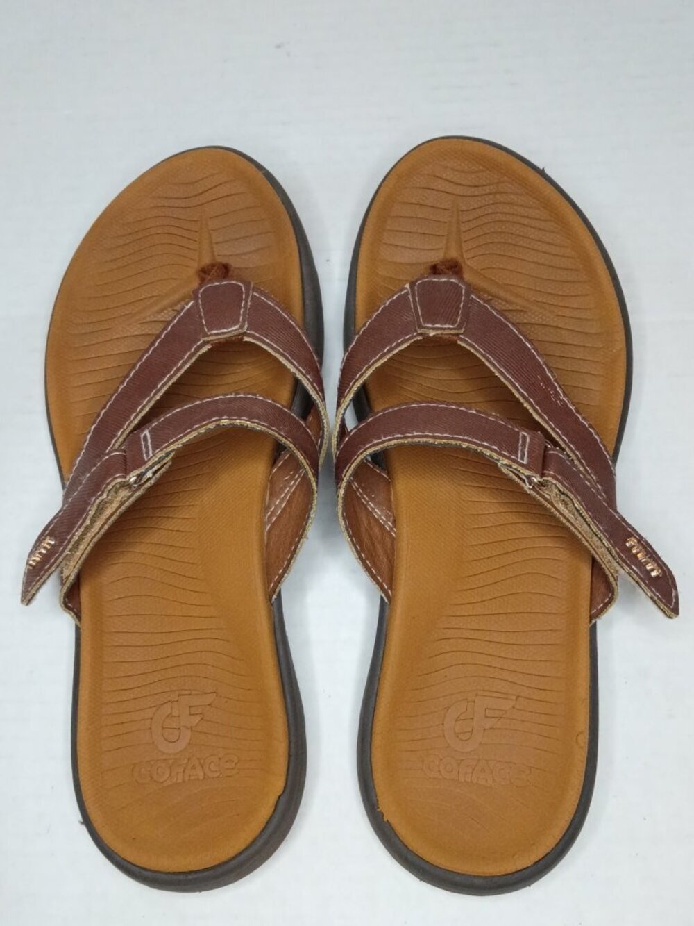 COFACE Brown Orthotic Yoga Mat Flip Flop Sandals Women's Size 7.5
